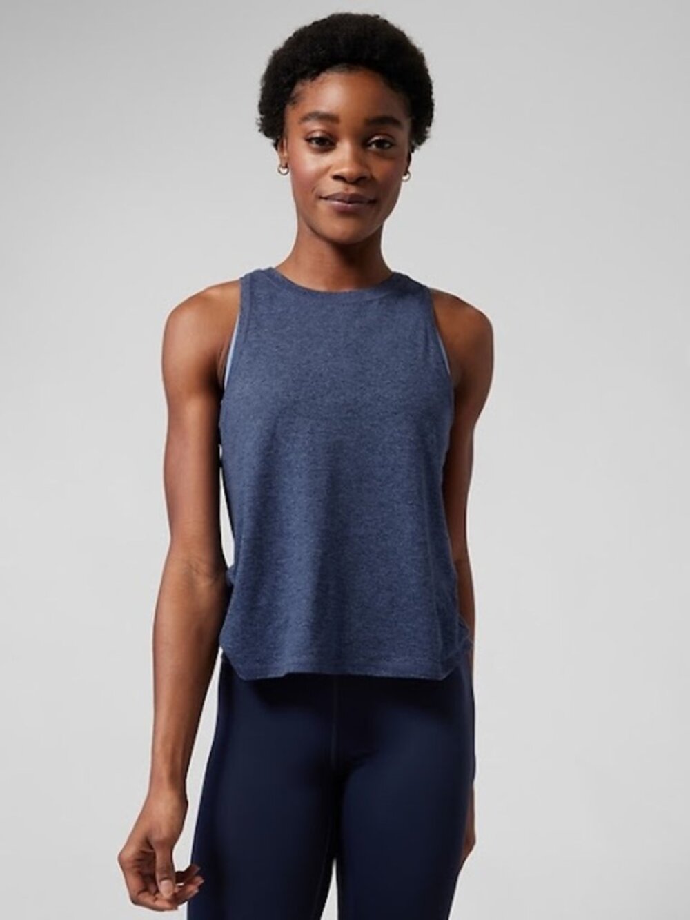 Athleta Navy Blue Heathered Muscle Tank Top